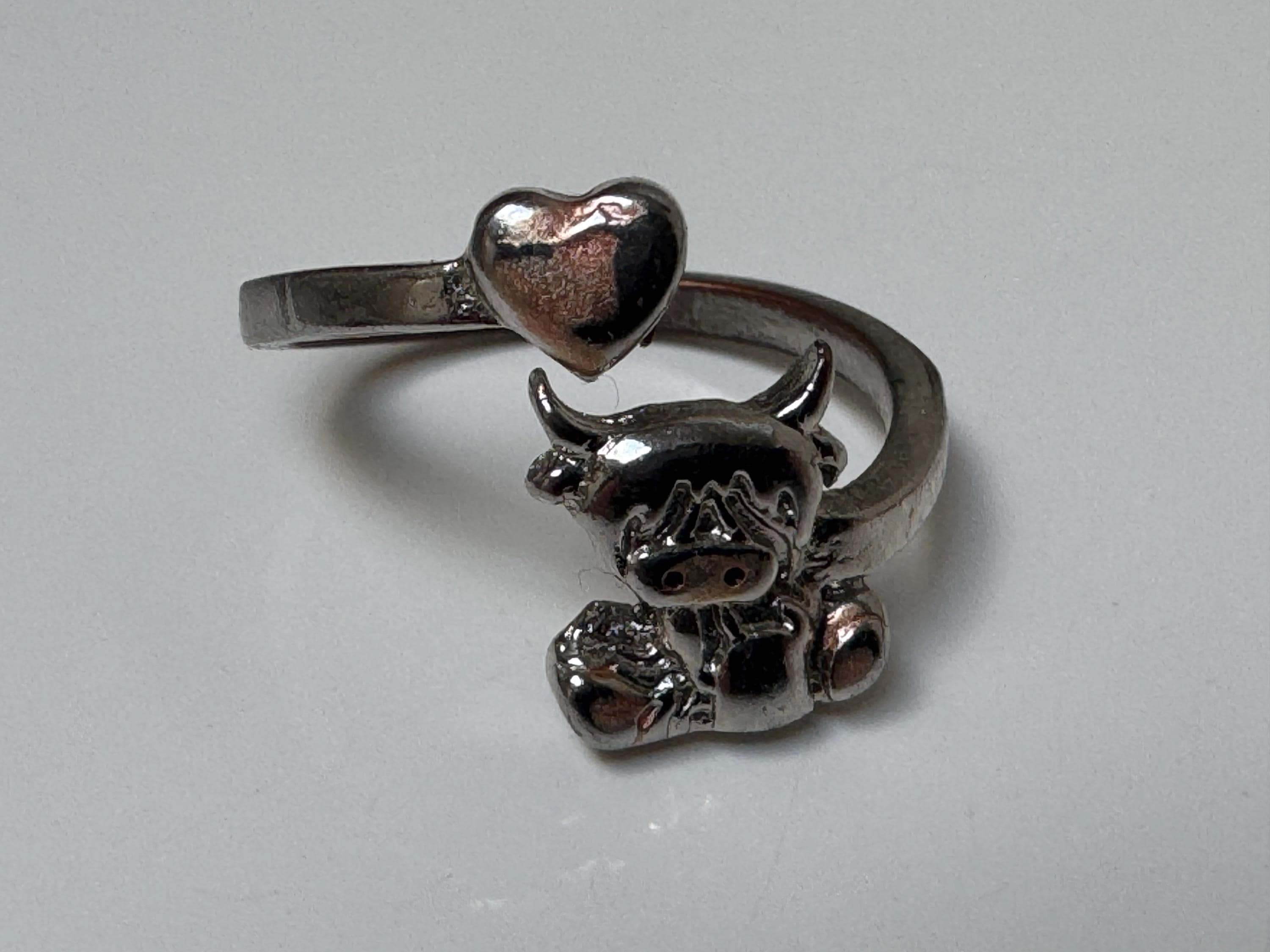 Highland Cow Adjustable Ring | Highland Cow Jewellery | Unique Animal Jewellery | Silver Plated Highland Cow Ring | Gift For Animal Lovers |