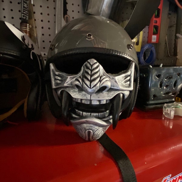Half Face Assassin Samurai Oni Mask, Cool Baddass Demon Ronin Bushido ...