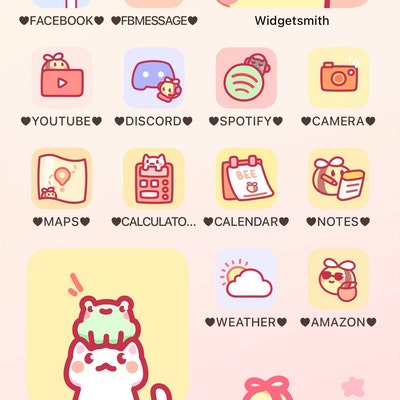 Sunflower Bee App Icon Set Kawaii Aesthetic Pack for Android IOS ...