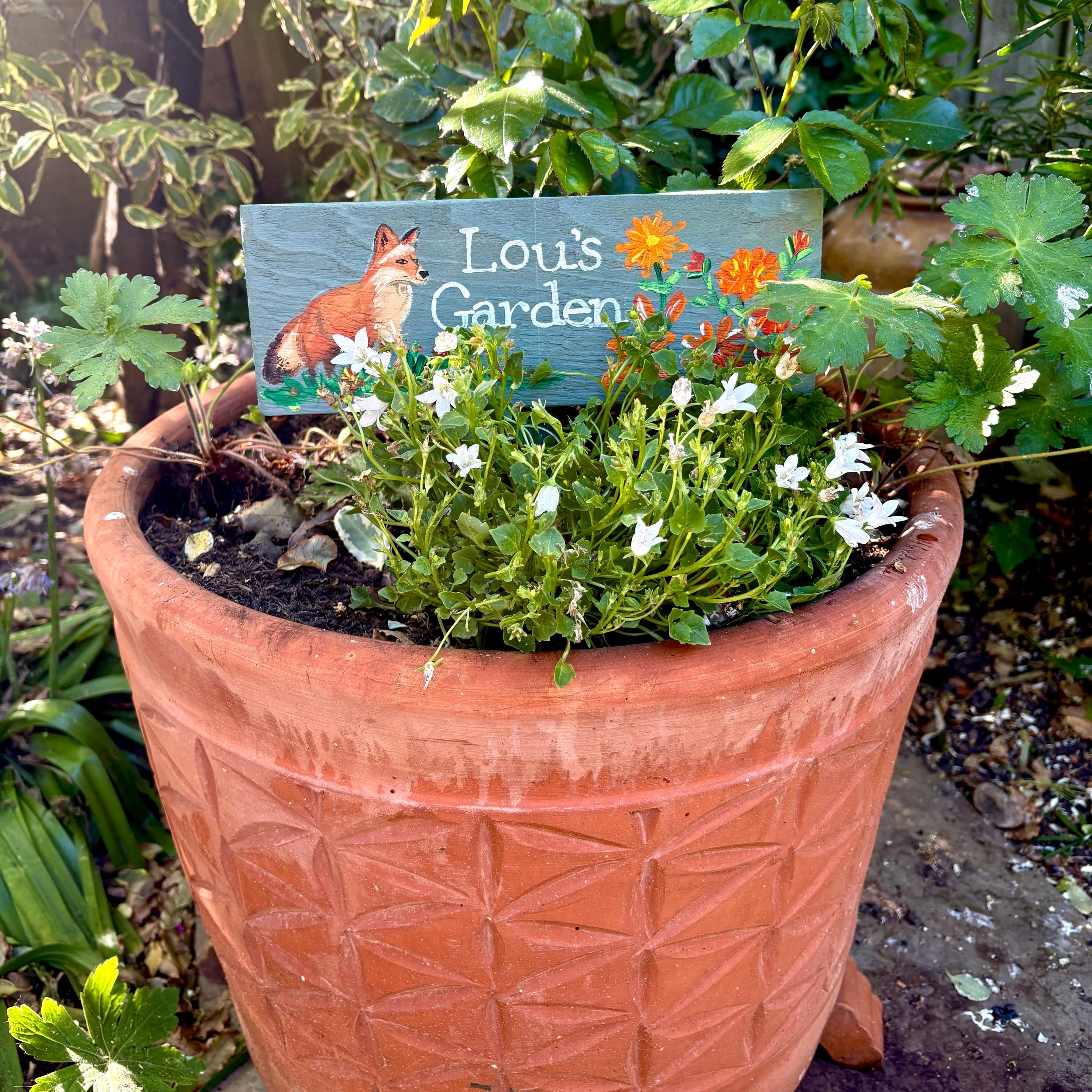 Personalised Wild Flowers Butterflies, Garden Plaque, Planter Sign, Allotment Sign,  Gardeners Gift, In Memory, Mum’s Garden, Plot Marker