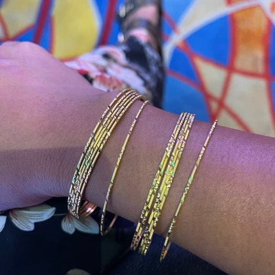 Full White Bangles Set, 4 Bangle Set, 22k Gold Plated, Bangles Set