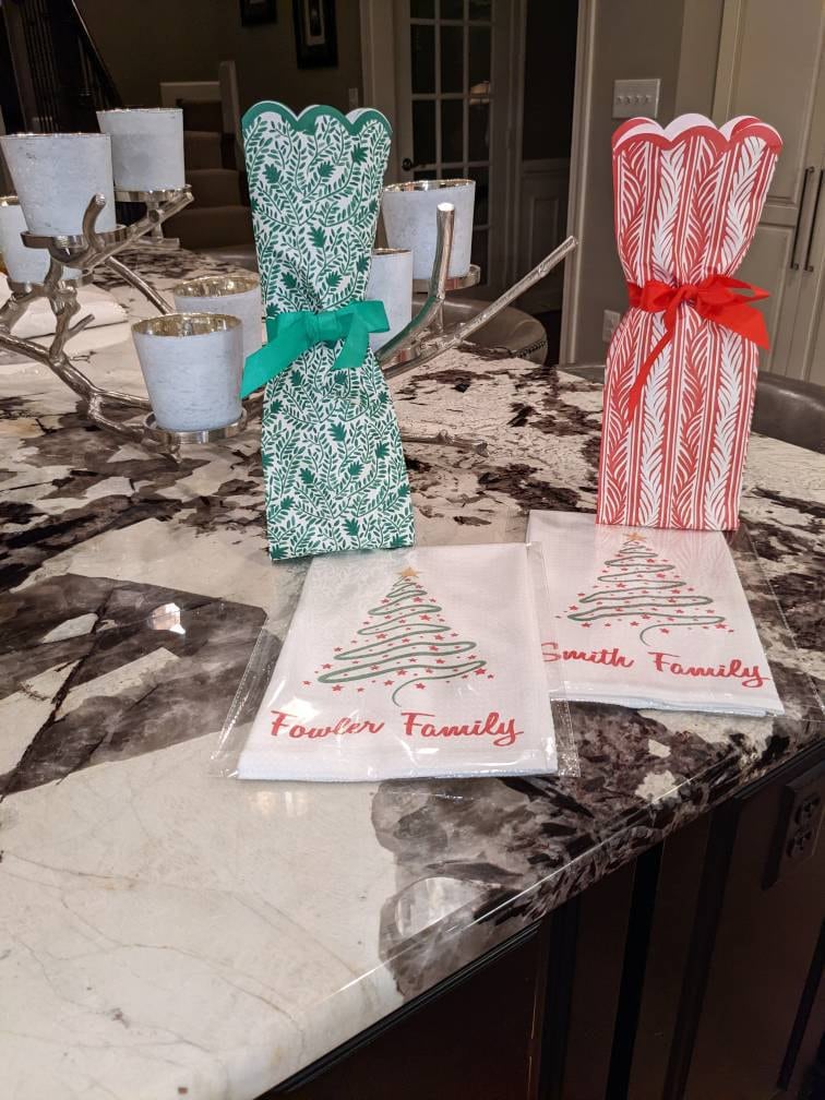 Custom Personalized Christmas/Christmas Tree White Kitchen Waffle Towel