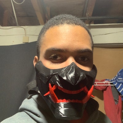 Glowing Cyberpunk Samurai Wolf Mask Samurai Wolf Mask Wolf Mask Cyber ...