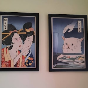 Woman Yelling at Cat Ukiyo-e Style Set of 2 Giclee Prints - Etsy