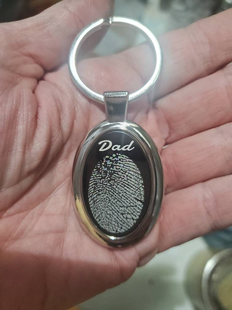 Personalized Name Keychain Custom Handwriting Key chain Engraved Fingerprint Keychain Memorial Keychain Personalized Jewelry