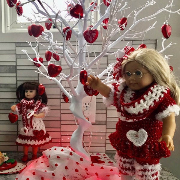 18" Doll Red Dress Crochet Pattern, 18" Doll Valentine Clothes, Crochet ...