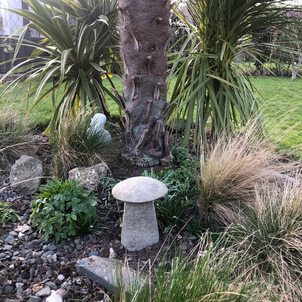 Large Stone Garden Toadstool Mushroom Ornament – 2-Piece Concrete Fairy Decor 11 thumbnail image