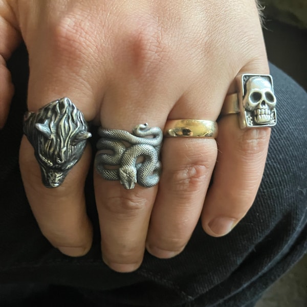 Snake Handmade Sterling Silver Men Ring, Serpent Silver Ring, Snake ...