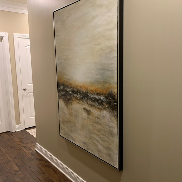 Large Art Vertical Framed Landscape Painting Modern Abstract Wall Art ...