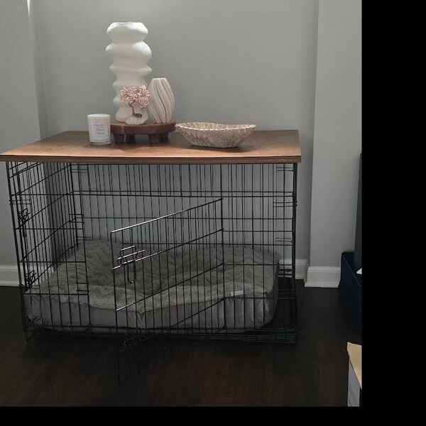 Bamboo Dog Crate Topper Rollup Storage Multiple Finishes Photo Inspiration