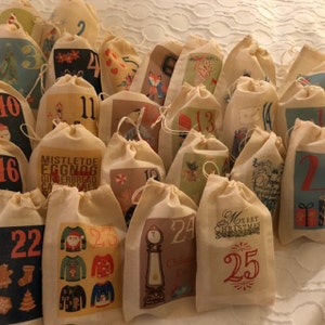 Festive Advent Calendar Christmas Bags Colorful Holiday Bag Set