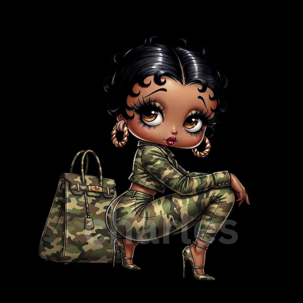 Betty Boop Chibi PNG, Army Fatigue Design (digital Download) - Etsy