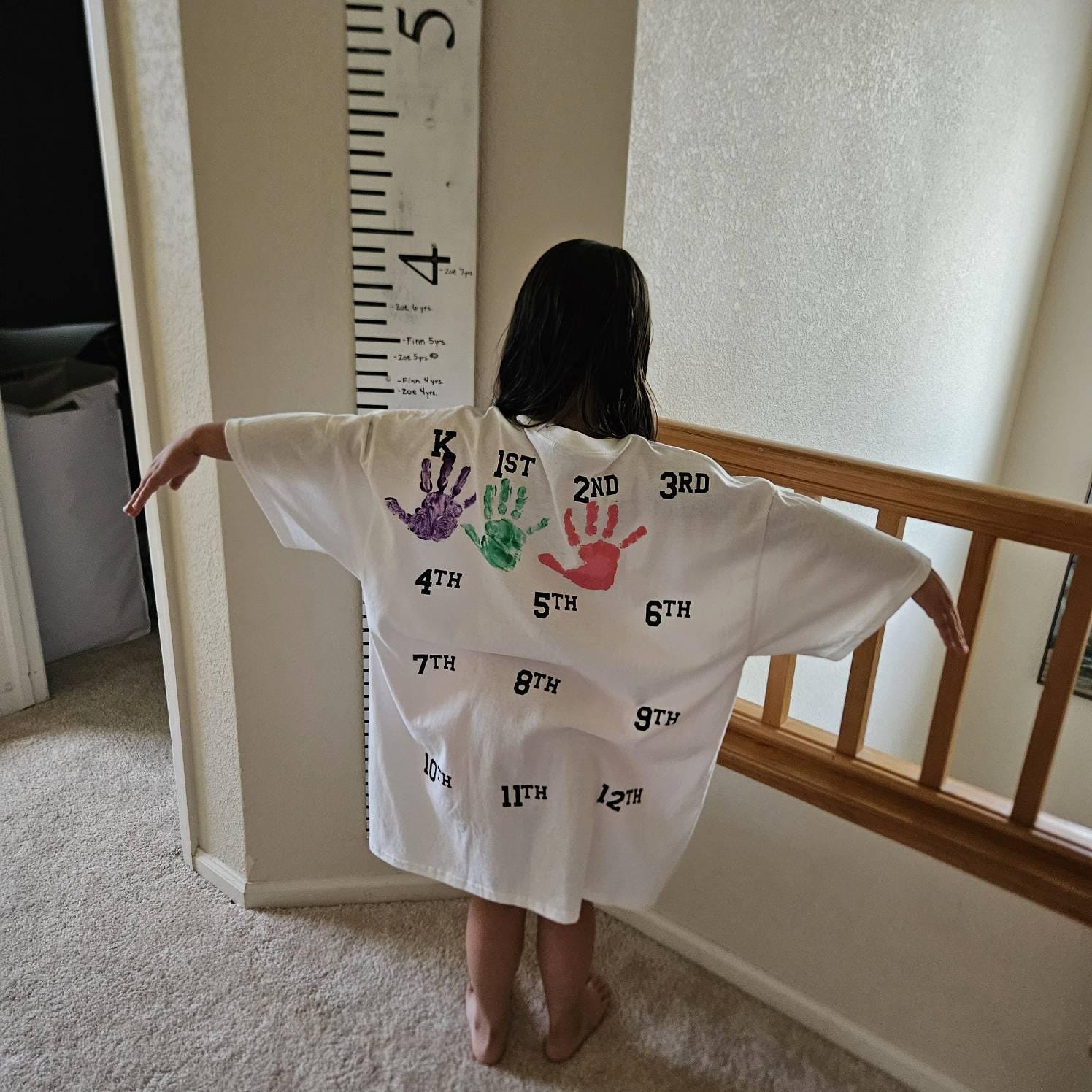 Kids K through 12 handprint shirt / School Shirt / Kindergarten / Pre K gift / Graduation / New School Shirt