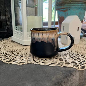 Handmade Beach/Coffee inspired/themed, Pottery mugs. Quality Stoneware, Glazed Ceramics, Tea Lovers