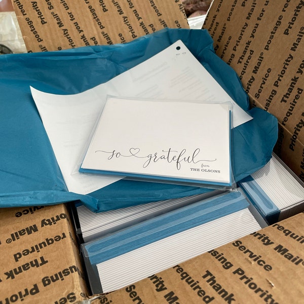 Personalized Thank You Cards, Set of 12 Flat or 10 Folded Cards, Bridal ...