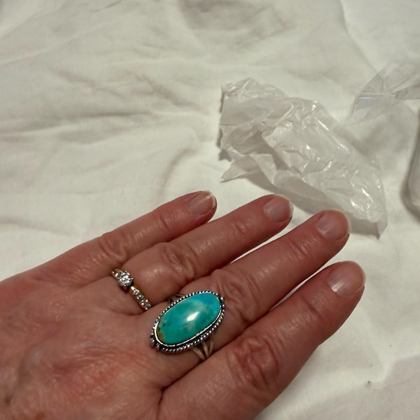 Kingman Turquoise Sterling Silver Ring - Southwest Boho Gemstone - Etsy