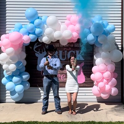 SANERYI Gender Reveal Confetti Balloon Salute Gun, He Or She ( Set Of 10) Baby Boy Or Girl Party Supplies Decoration (10 Blue