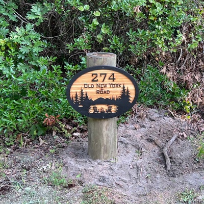 Rustic Cedar Driveway Address Sign for Estates Residential Exterior ...