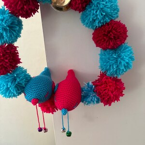 Crochet Cute Pink/Grey Birds and Flowers Baby Mobile main image 0