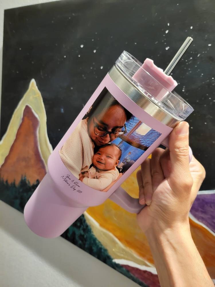 Personalized Mother's Day Tumbler - 40oz Insulated Custom Cup with Straw, Perfect Gift for Grandma and Family Memories