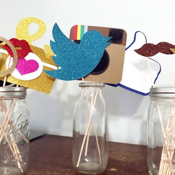 Photo Booth Props ~ Social Media Props ~ Set of 3 ~ GLITTER Photobooth ...