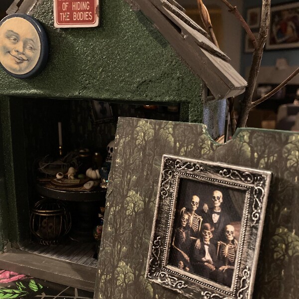 Dollhouse Art Creepy Mini Painting Halloween Miniature Picture Framed ...