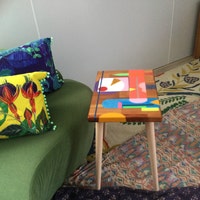 Red White Abstract Funky Colorful Side Resin Coffee Tables,maximalist ...