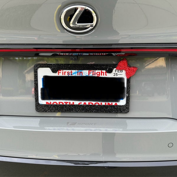 Black Crystal Rhinestones License Plate Frame 7 rows Special Bling