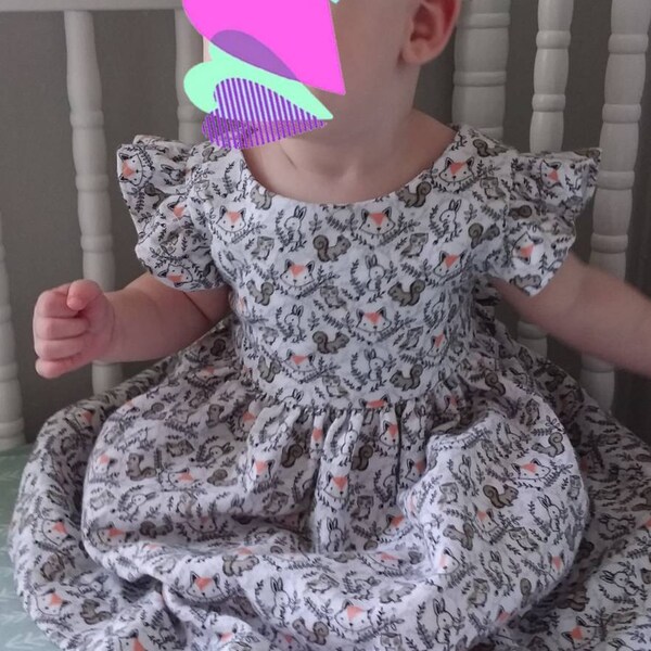 Pink Flutter Sleeve Girl Dress, Toddler Flutter Sleeves Dress, Baby ...