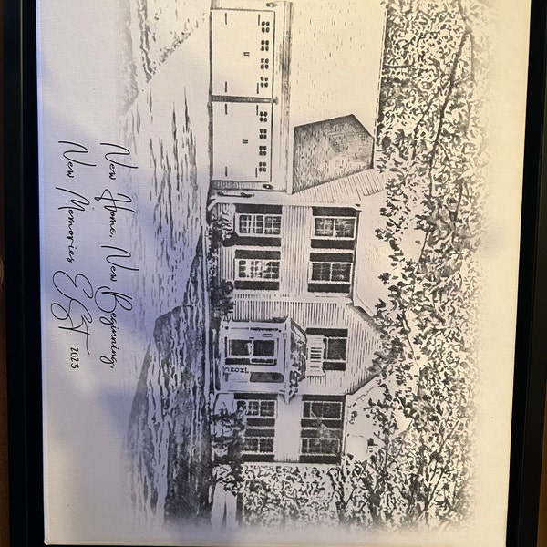 Black & White Sketch House Portrait Custom Home Portrait Housewarming ...