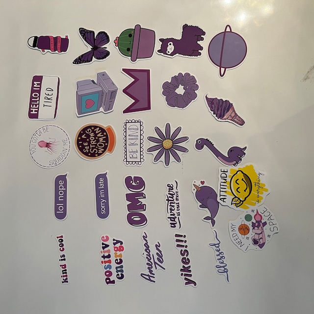 ENDRJOE Kawaii Purple Stickers for Water Bottles,100Pcs Cute Vinyl