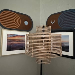 Wooden Triangle Wall Art, Large Wood Tiles Home Decor, Geometric Shapes ...