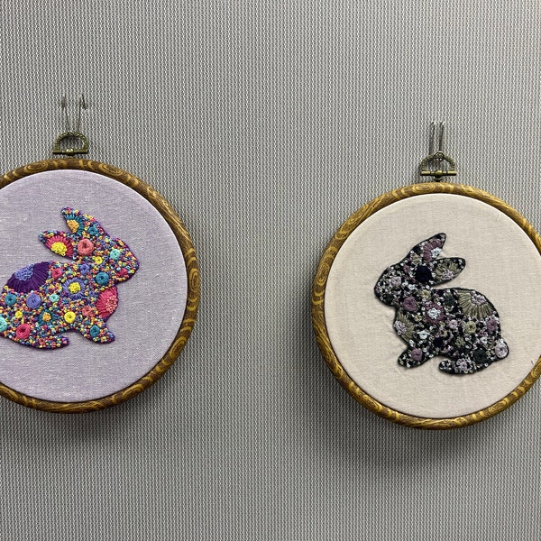 Original Floral Bunny Hand Embroidery Pattern and Stitch Guide | Easter ...