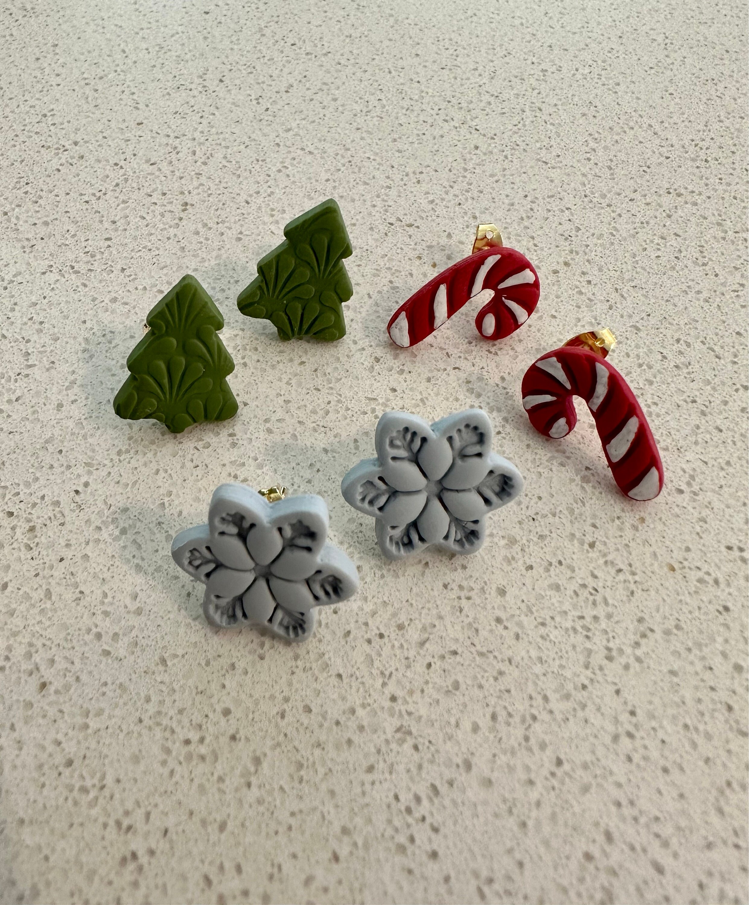 Holiday Stud Pack 2 | Tree Gingerbread Cookie Knit Hat Candy Cane Snowflake Wreath Reindeer