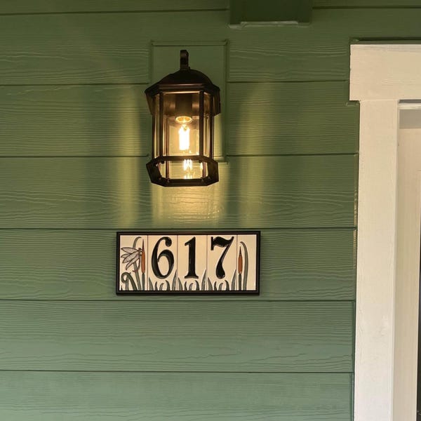 Dragonfly House Numbers Set - Address Ceramic Tiles Framed Set - Etsy