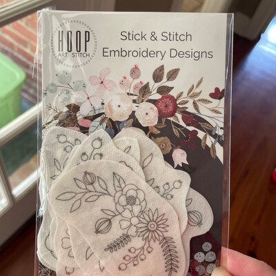 Stick and Stitch Embroidery Design, Hand Embroidery Flower Pattern, Peel and Stick Transfer ...