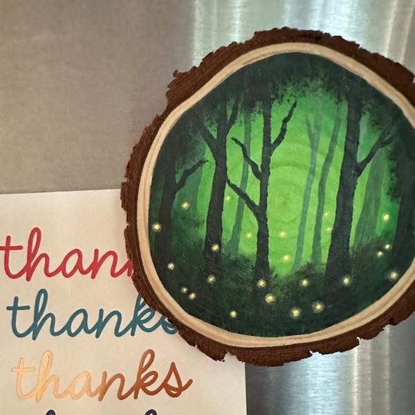 Hand Painted Fridge Magnet | Painted Wood Slice | Wood Slice Magnet ...