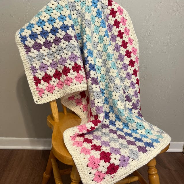 A customer's finished Colorful Granny Stitch Blanket Crochet Pattern