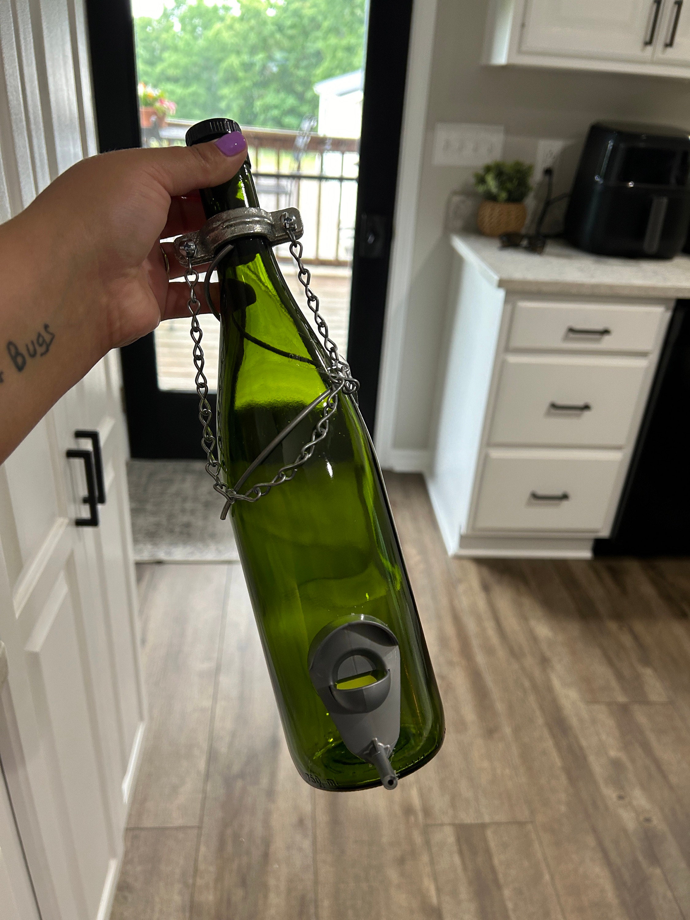 Bird Feeders for the Outdoors, Wild Birdfeeder, Wine Bottle Decor, Upcycled Decor, Garden Decor, Gift for Mom, Wine Bottle Gift Ideas