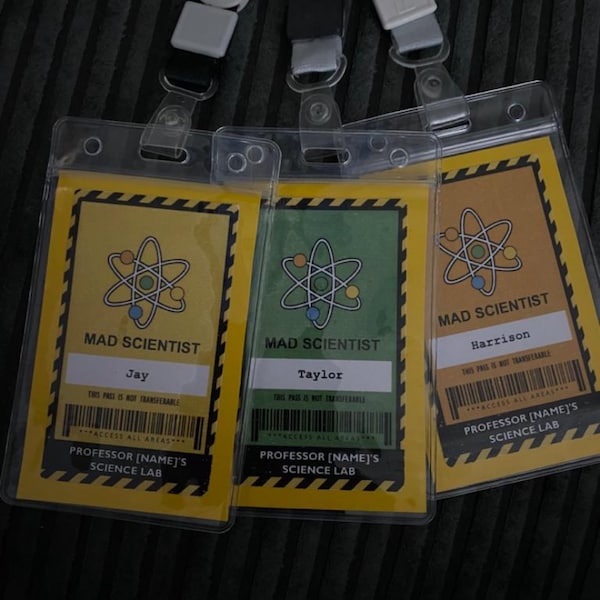 Science Party VIP Pass Template: Editable Scientist Name Tag (digital ...