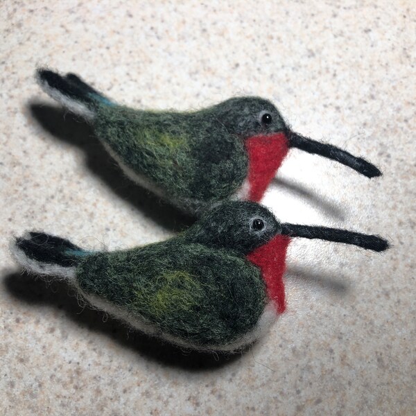Felted Hummingbird 1 Needle Felted Ruby Throated Hummingbird, Male or Female, Legs ...