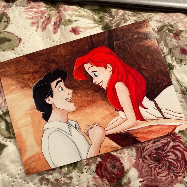 ディズニー リトル・マーメイド 水彩画 プリンセス アリエルと
