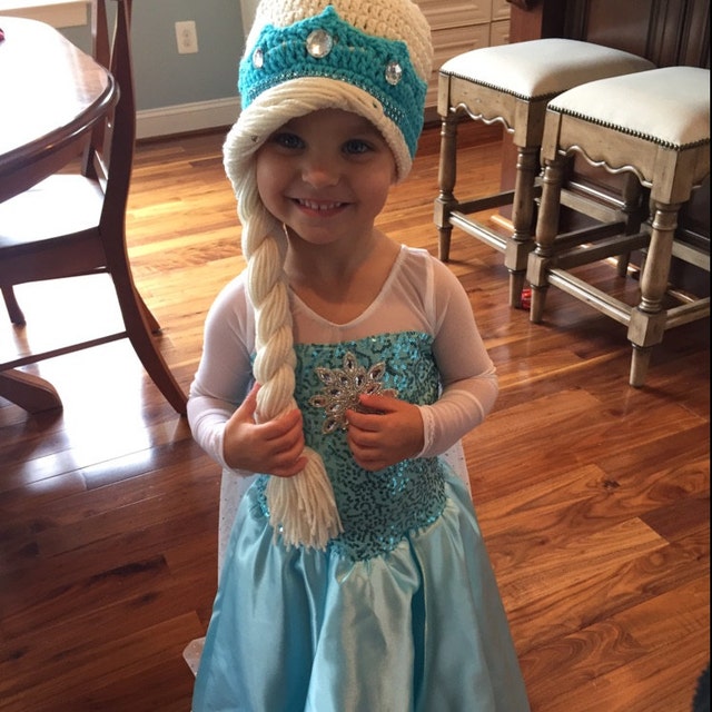 Disney Queen Elsa Princess Frozen crochet hat&cap made from Cotton Yarn