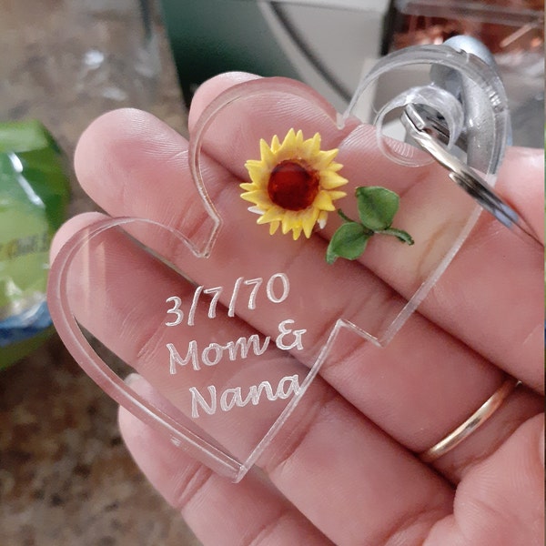 Custom Double Heart Keychain, Hand Carved in Acrylic, Choose a Design ...