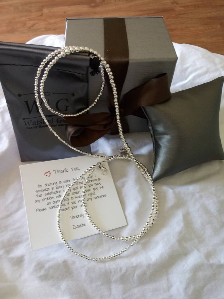 Sterling Silver Waist Beads African Waist Beads 925 Bead Necklace