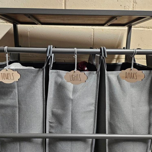 Custom Wooden Laundry Basket Labels // Wood Labels for Organizing ...