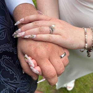 His and Hers Matching Wedding Ring, Plain Engagement Band, Twig Matching Band Couple Diamond Promise Ring Set White gold Platinum Men's Band