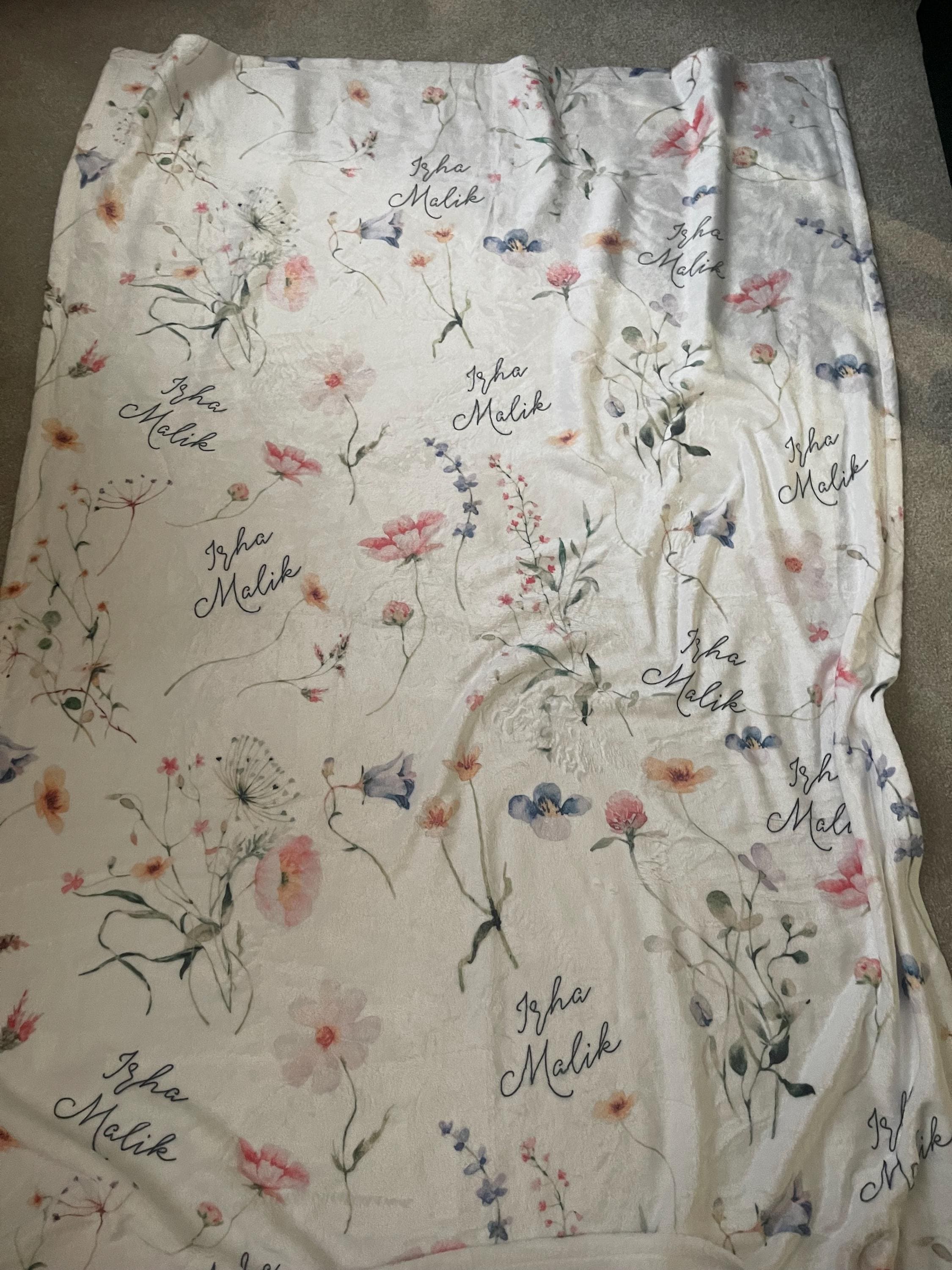 Personalized Wildflower Baby Blanket Custom Baby Shower Gift Newborn Nursery Decor Girl Minky Baby Blanket Fleece Newborn Blanket Girl B1