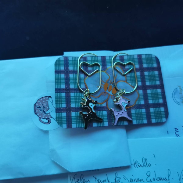 10Pcs Cute Cat Paper Clips With Alloy Pendants | Metal Bookmark Clips For Books, Office, School | Gift For Cat Lovers