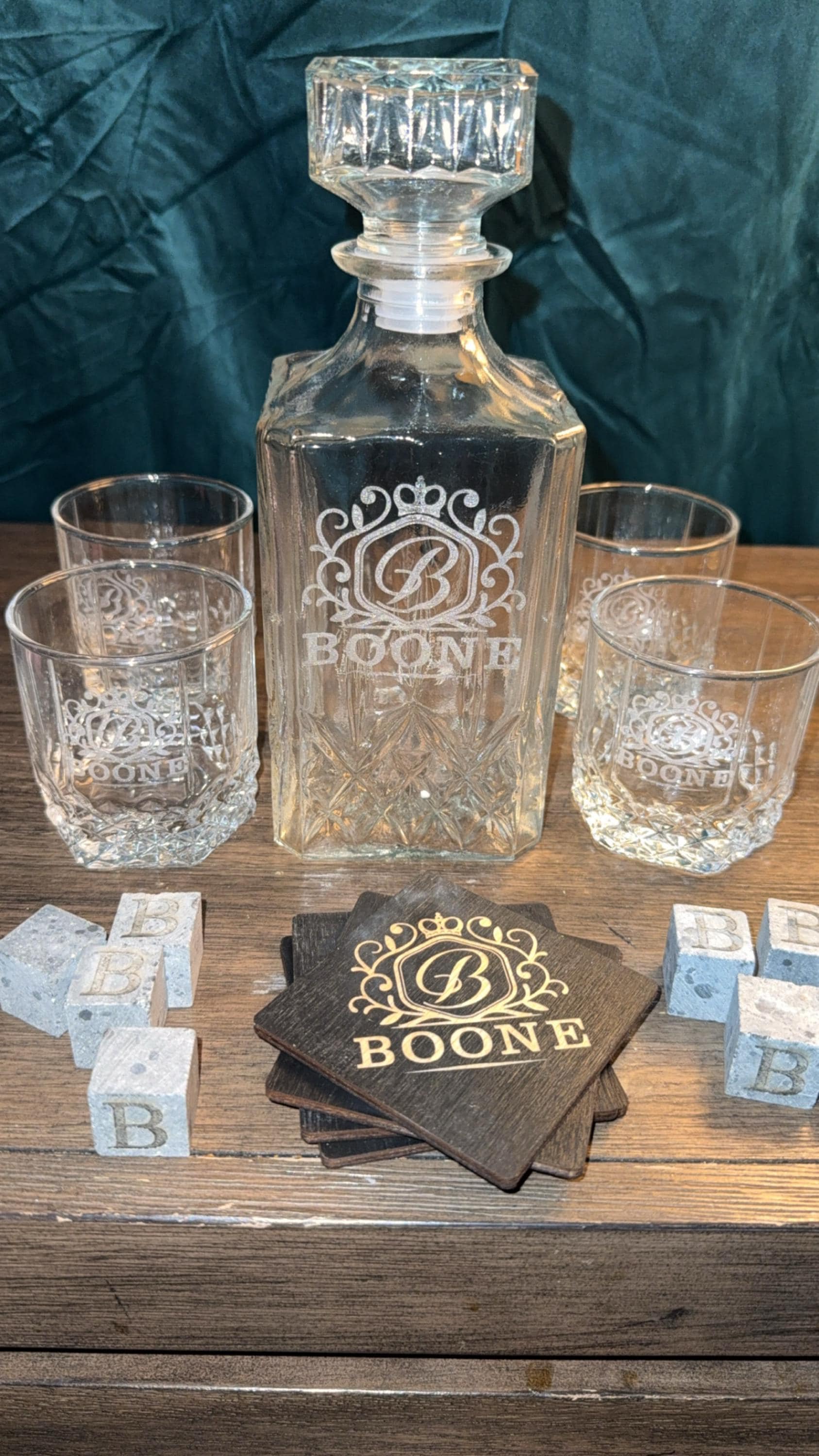 Personalized Glasses, Whiskey Decanter Set, Christmas Gift, Whiskey Stones, Bourbon Decanter Set, Whiskey Glasses, Fathers Gift, Gift fo Him
